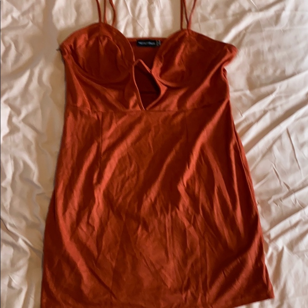 PrettyLittleThing Burnt Orange Bodycon Dress